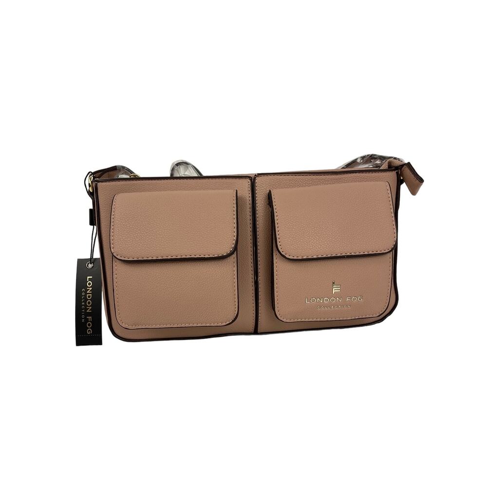 London Fog Collection Evelyn Multi Crossbody Bag Purse Blush Gold Accents